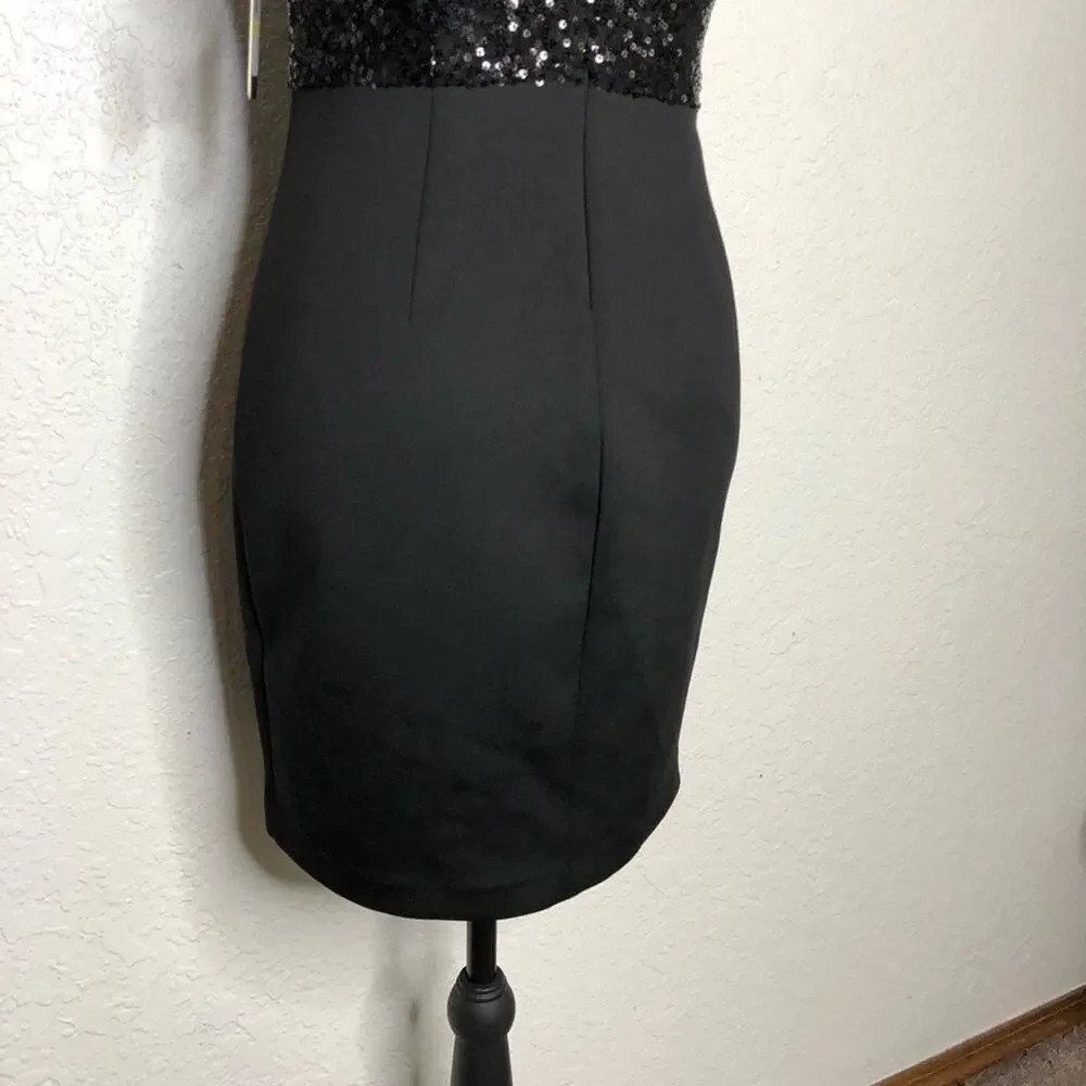 Guess black cutout sequin sleeveless sheath mini dress size 4 NWT